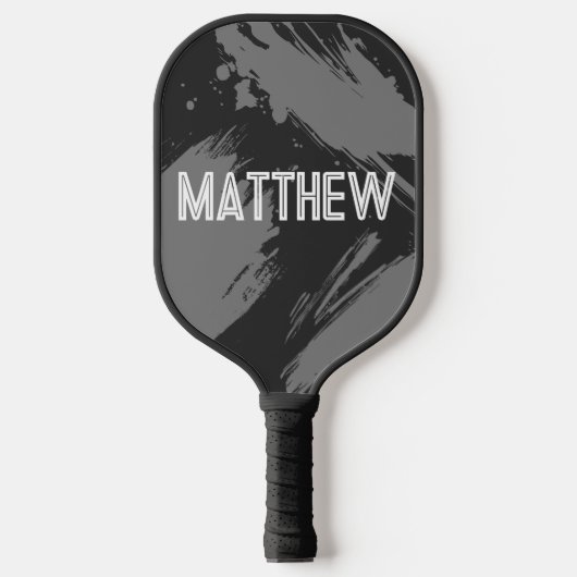 Personalized Gray Abstract Custom Name Pickleball Paddle (Voorkant)