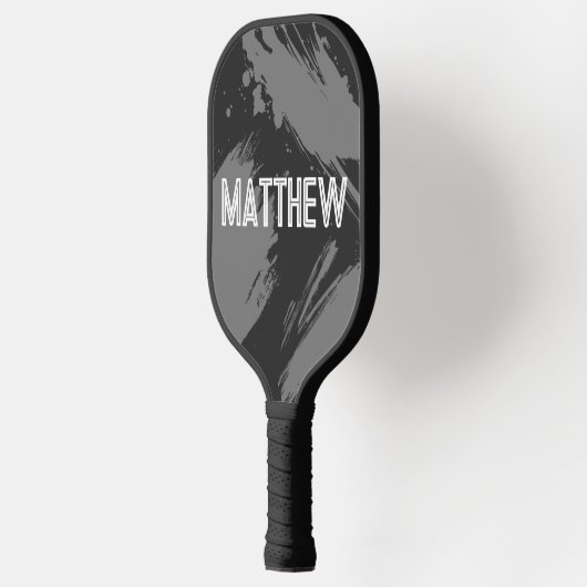 Personalized Gray Abstract Custom Name Pickleball Paddle (Links)