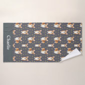 Personalized Gray Corgi Dog Badhanddoek (Badhanddoek)