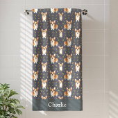 Personalized Gray Corgi Dog Badhanddoek
