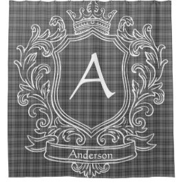 Personalized Gray Tartan Plaid Shower Curtain Douchegordijn