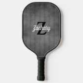 Personalized Gray Vintage Pinstripe Retro Monogram Pickleball Paddle (Achterkant)