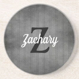 Personalized Gray Vintage Pinstripe Retro Monogram Zandsteen Onderzetter