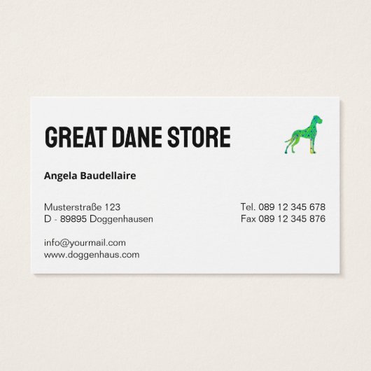 Personalized Great Dane Store Visitekaartje (Achterkant)
