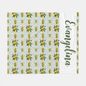 Personalized Greek Tiled Olives Fleece Deken (Voorkant (Horizontaal))