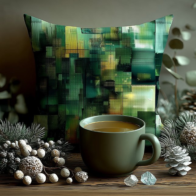 Personalized Green Abstract Name Pillow Kussen (Creator heeft geüpload)