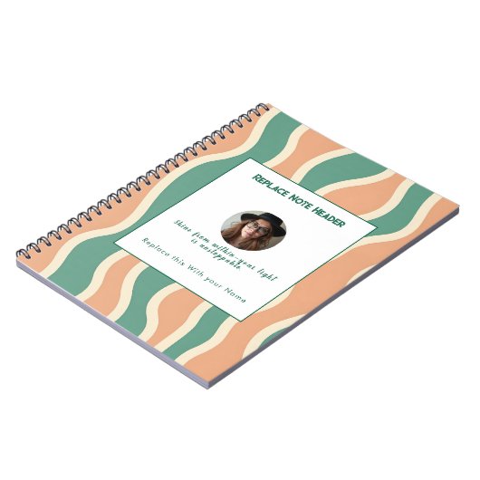 Personalized Green and Orange Wave Patterned  Notitieboek (Linkerzijde)