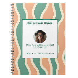 Personalized Green and Orange Wave Patterned  Notitieboek