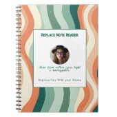 Personalized Green and Orange Wave Patterned Notitieboek (Voorkant)