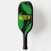 Personalized Green Black Abstract Custom Name Pickleball Paddle (Links)