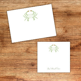 Personalized Green Chic Crab, Beach Sticky Notes