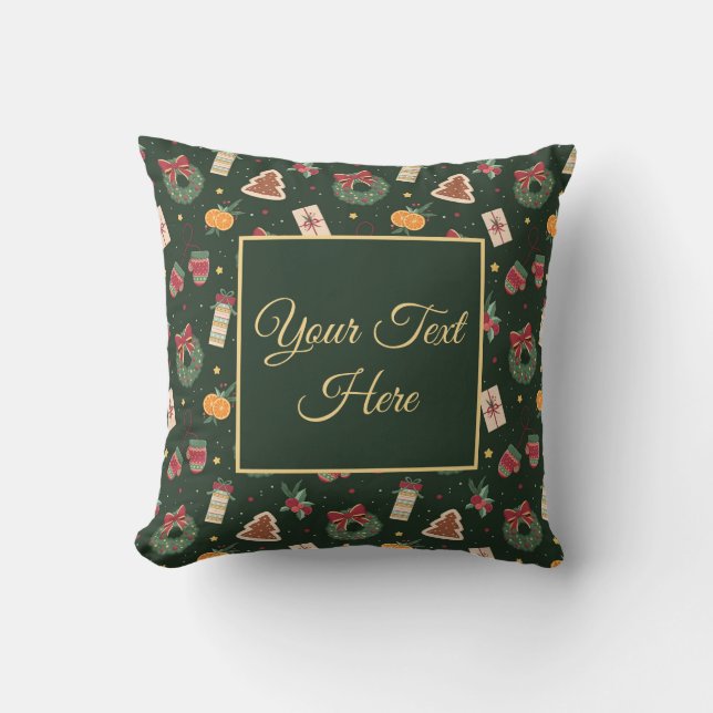 Personalized Green Christmas Throw Pillow  Kussen (Voorkant)