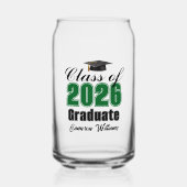 Personalized Green Class of 2026 Graduation Blikvorm Glas (Voorkant)