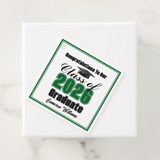 Personalized Green Class of 2026 Graduation Party Bedankjes Labels (In situ)