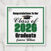 Personalized Green Class of 2026 Graduation Party Bedankjes Labels (Voorkant)