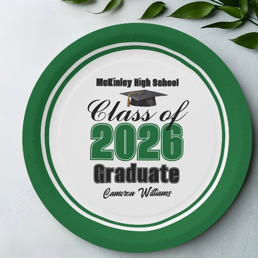Personalized Green Class of 2026 Graduation Party Papieren Bordje