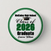 Personalized Green Class of 2026 Graduation Party Ronde Button 5,7 Cm (Voorkant)
