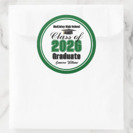 Personalized Green Class of 2026 Graduation Party Ronde Sticker