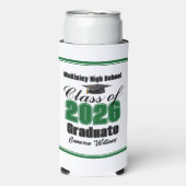 Personalized Green Class of 2026 Graduation Party Seltzer Blikjeskoeler (Seltzer Voorkant)