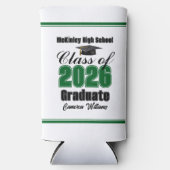 Personalized Green Class of 2026 Graduation Party Seltzer Blikjeskoeler (Voorkant)