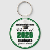 Personalized Green Class of 2026 Graduation Party Sleutelhanger (Achterkant)