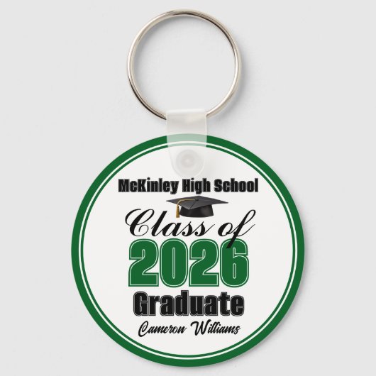 Personalized Green Class of 2026 Graduation Party Sleutelhanger (Achterkant)