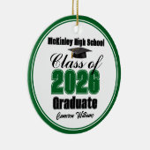 Personalized Green Class of 2026 Graduation Photo Keramisch Ornament (Rechts)
