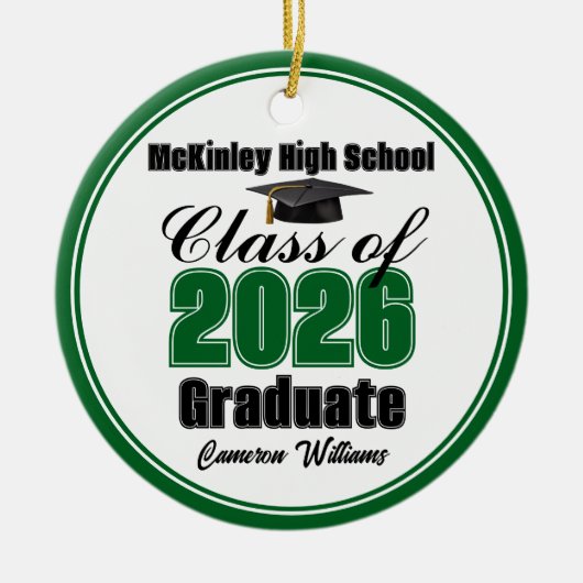 Personalized Green Class of 2026 Graduation Photo Keramisch Ornament (Voorkant)