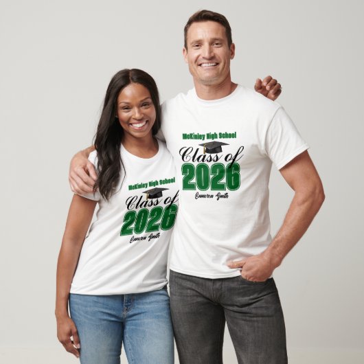 Personalized Green Class of 2026 Graduation T-shirt (Unisex)