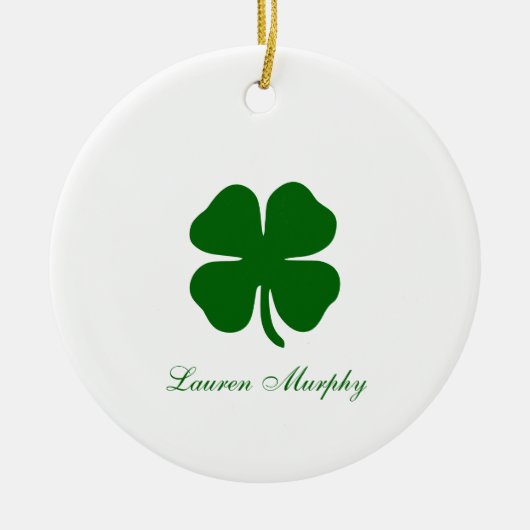 Personalized Green Clover Keramisch Ornament (Voorkant)