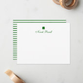Personalized Green Clover Note Card Notitiekaartje (Voorkant / Achterkant in situ)