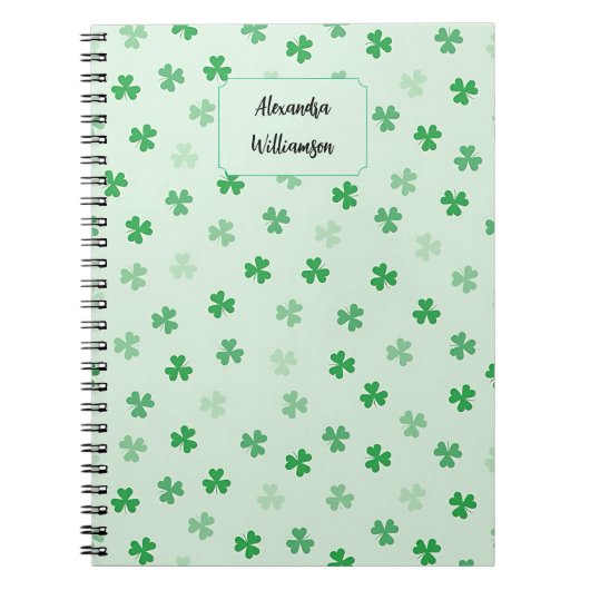 Personalized Green Clover Notebook | Minimal Lucky Notitieboek (Voorkant)