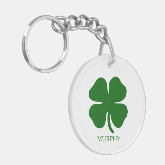 Personalized Green Clover Sleutelhanger (Voorkant Links)