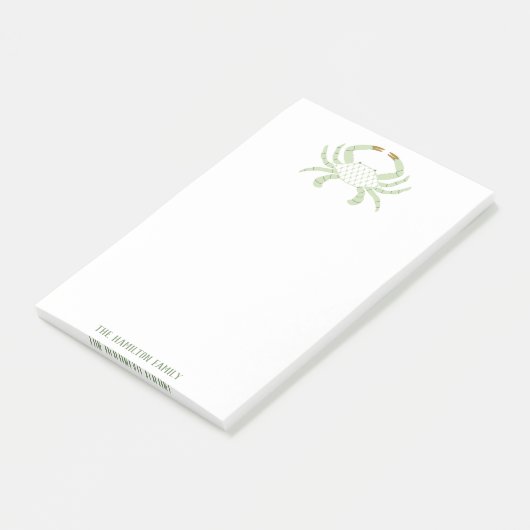 Personalized Green Crab, Coastal Sticky Notes (Schuin)