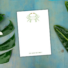 Personalized Green Crab, Coastal Sticky Notes