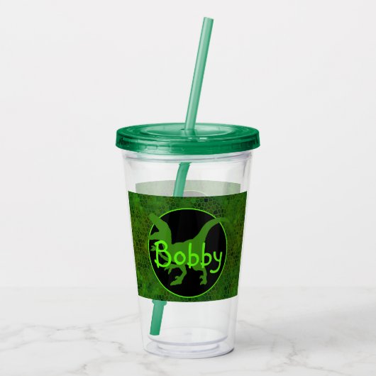 Personalized Green Dinosaur Hide Acryl Drinkbeker (Achterkant)