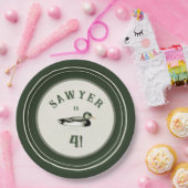 Personalized Green Duck Birthday Plates Papieren Bordje (Feest)