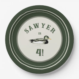 Personalized Green Duck Birthday Plates Papieren Bordje