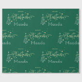 Personalized Green Elegant Script Merry Christmas Cadeaupapier (Vlak)