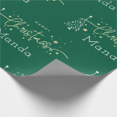 Personalized Green Elegant Script Merry Christmas Cadeaupapier (Hoek)