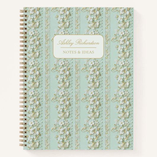 Personalized Green Floral Notebook Notitieboek (Voorkant)