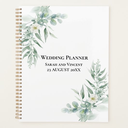 Personalized Green Foliage  Planner (Voorkant)
