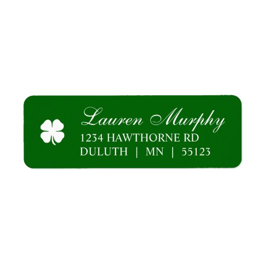 Personalized Green Four Leaf Clover Irish  Etiket (Voorkant)