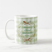 Personalized Green Gingham Newlywed Wedding Koffiemok (Links)