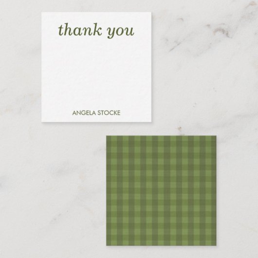 Personalized Green Gingham Notitiekaartje (Voorkant / Achterkant)