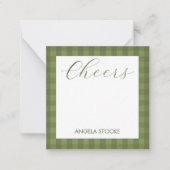 Personalized Green Gingham Notitiekaartje (Voorkant)