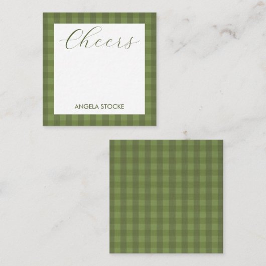 Personalized Green Gingham Notitiekaartje (Voorkant / Achterkant)
