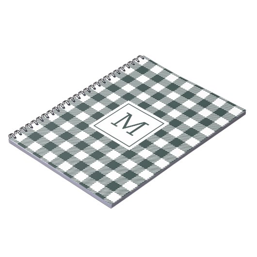 Personalized Green Gingham Plaid Monogram Notitieboek (Linkerzijde)