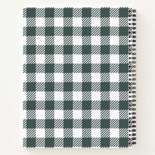Personalized Green Gingham Plaid Monogram Notitieboek (Achterkant)