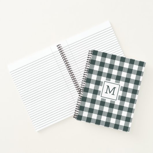 Personalized Green Gingham Plaid Monogram  Notitieboek (Binnen)